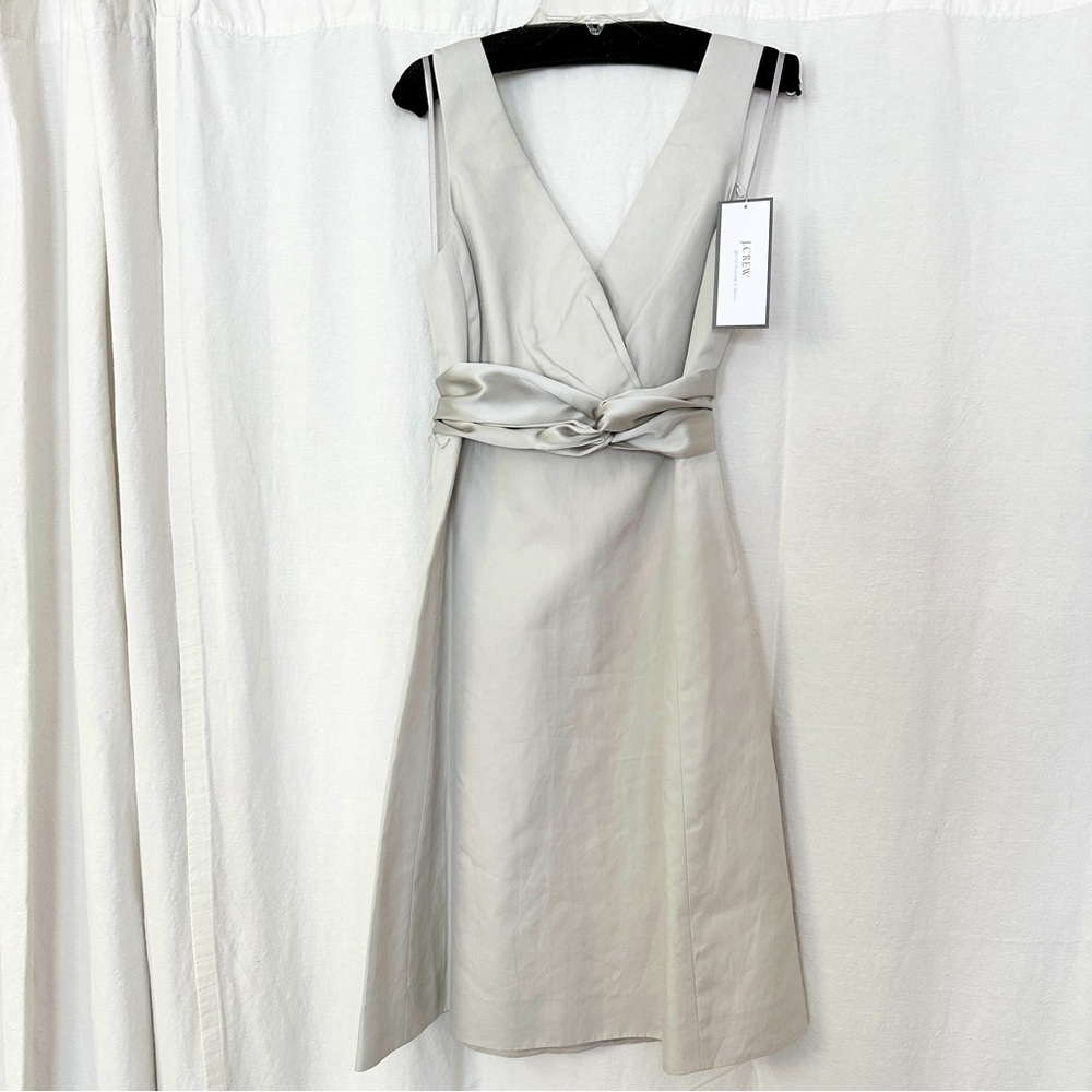 JCrew Occasion Collection Serena Cotton Cady A-Line dress light gray Size 8 NWT